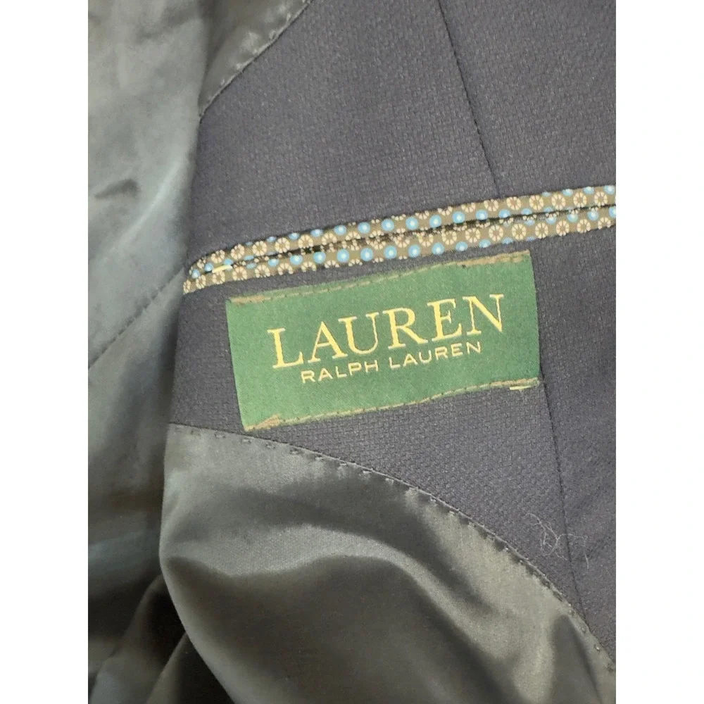 Lauren Ralph Lauren Blazer Mens 44R Navy Blue‎ Wool Blend Gold Buttons Preppy